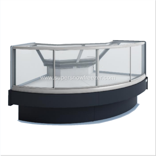 Square glass door deli display corner showcase refrigerator